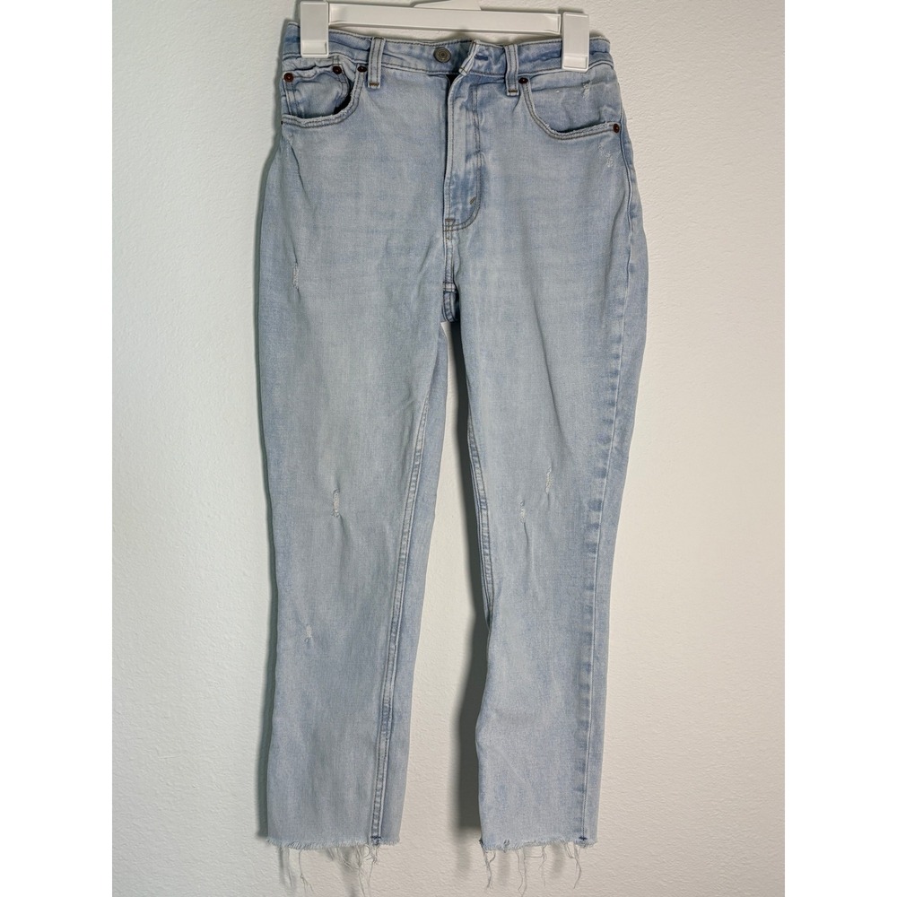Abercrombie & Fitch Curve The Skinny High Rise Jeans Light Wash Raw‎ Hem 25 0s